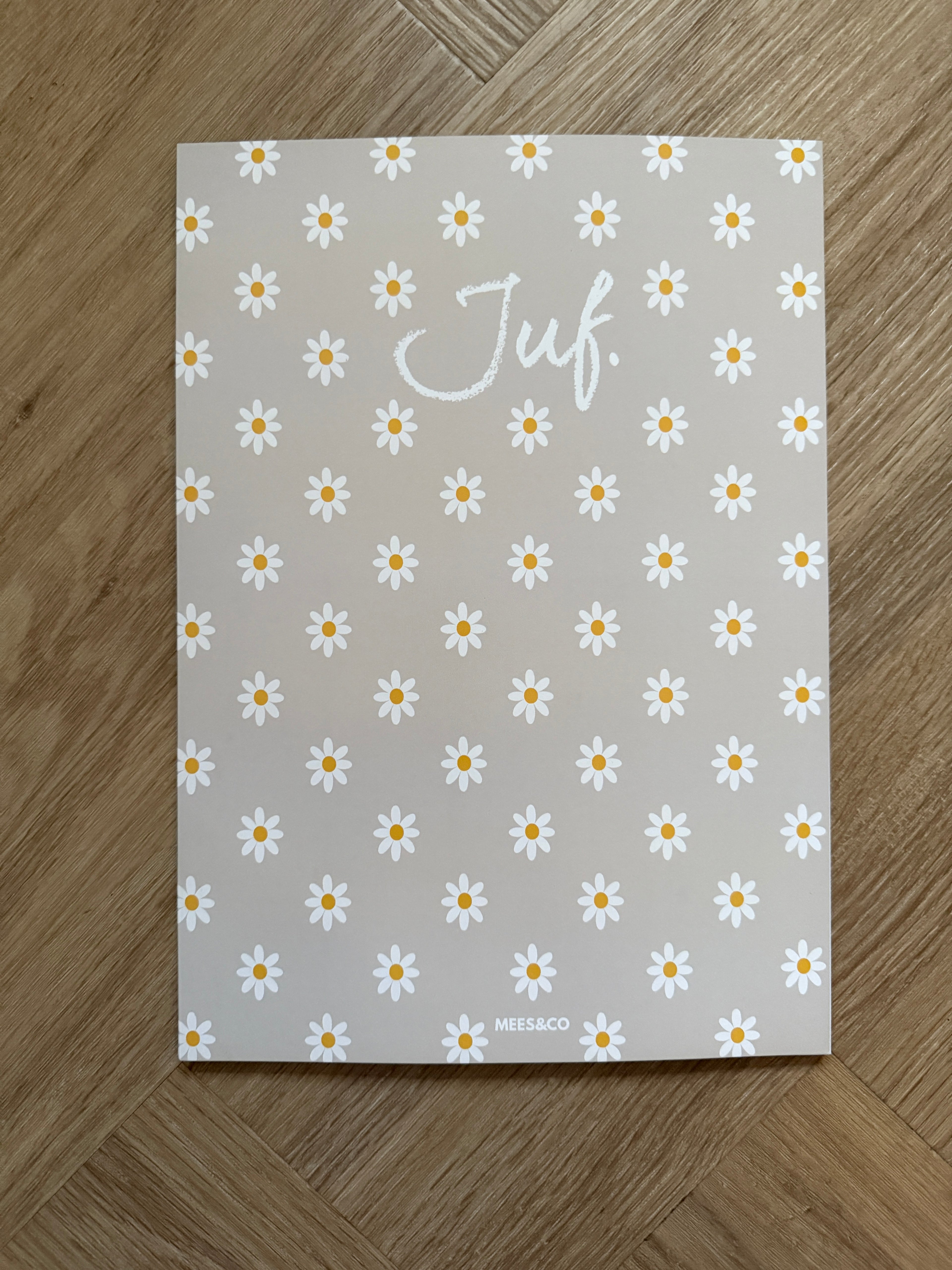 Beige JUF. Notitieblok krijt A4