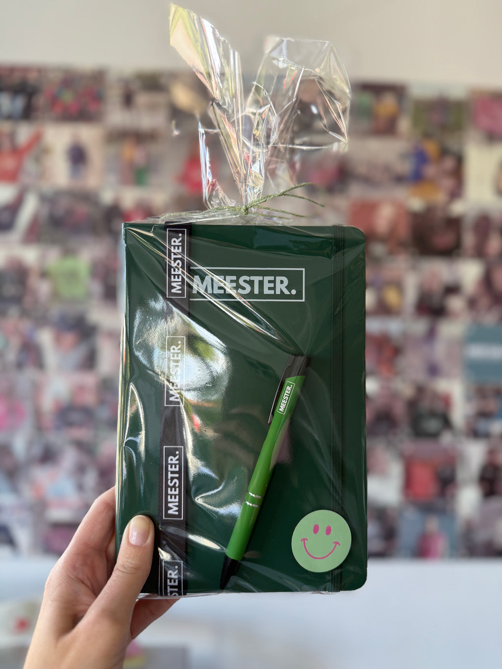 Cadeaupakket MEESTER. notitieboekje + keycord + pen groen