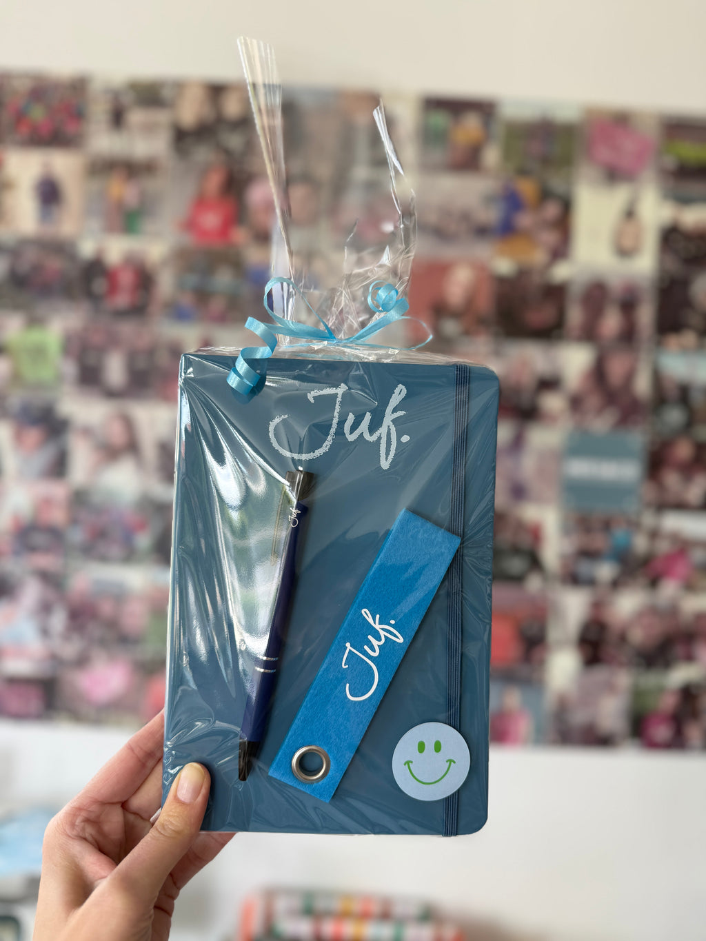 Cadeaupakket JUF. notitieboekje + sleutelhanger + pen