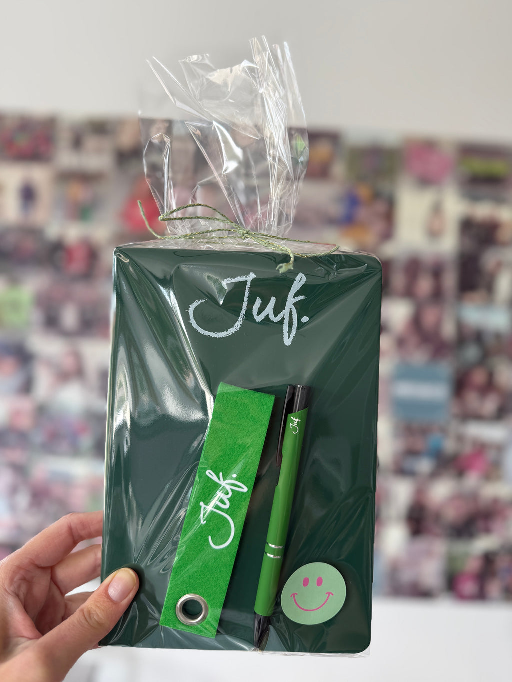 Cadeaupakket JUF. notitieboekje + sleutelhanger + pen
